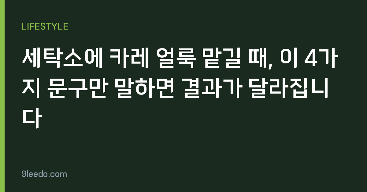 세탁소에 카레 얼룩 맡길 때, 이 4가지 문구만 말하면 결과가 달라집니다