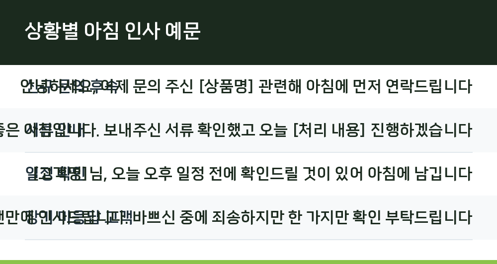 상황별 아침 인사 예문