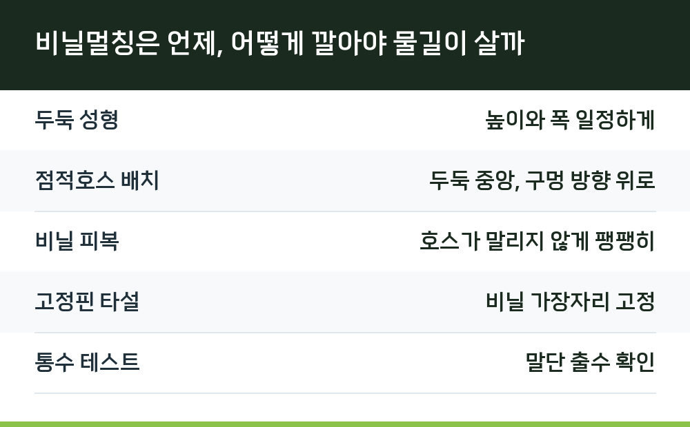 비닐멀칭은 언제, 어떻게 깔아야 물길이 살까