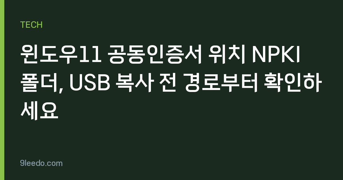 윈도우11 공동인증서 위치 NPKI 폴더, USB 복사 전 경로부터 확인하세요