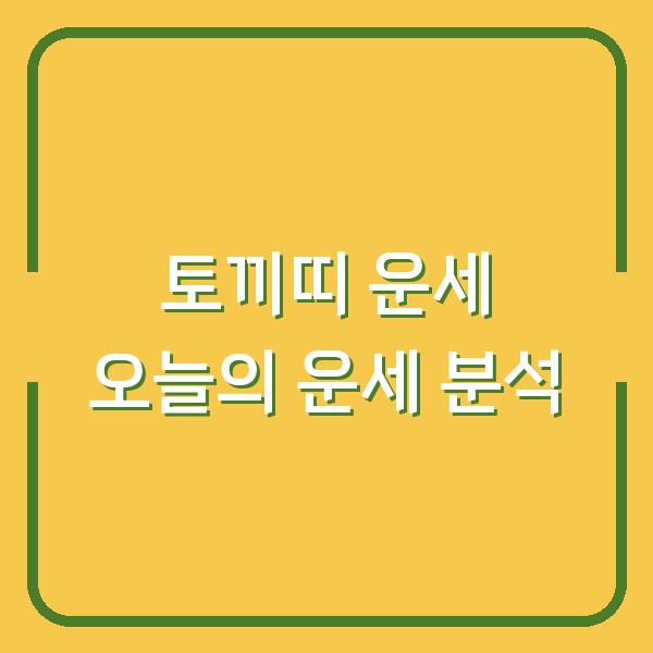토끼띠 운세 오늘의 운세 분석
