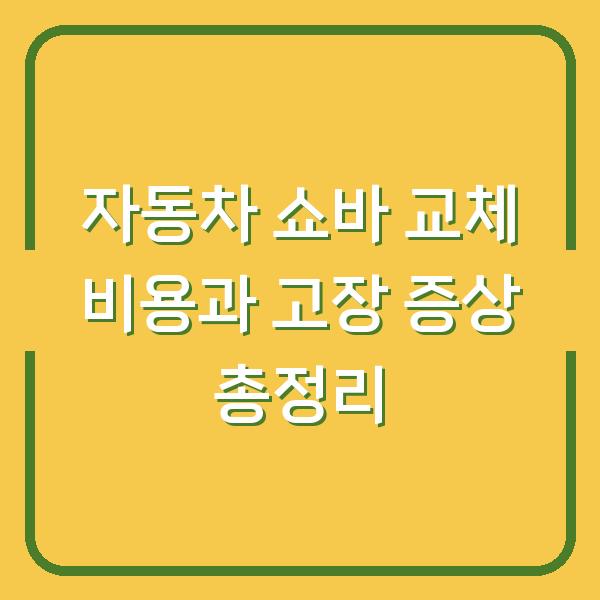 자동차 쇼바 교체 비용과 고장 증상 총정리