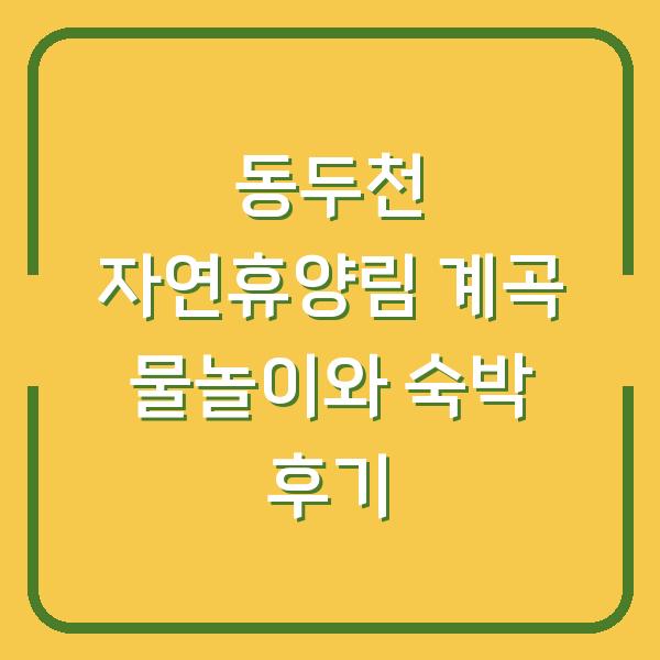 동두천 자연휴양림 계곡 물놀이와 숙박 후기