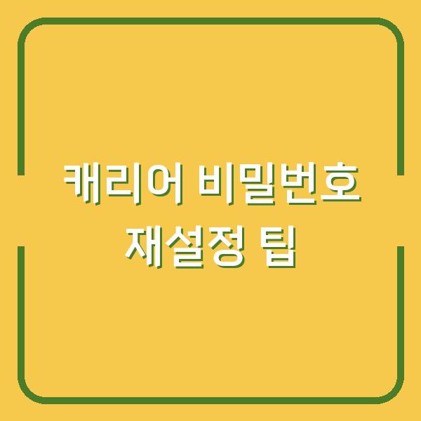 캐리어 비밀번호 재설정 팁