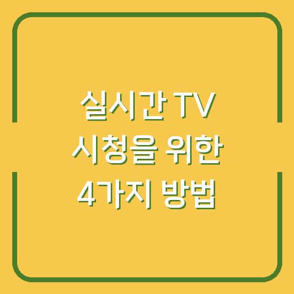 실시간 TV 시청을 위한 4가지 방법