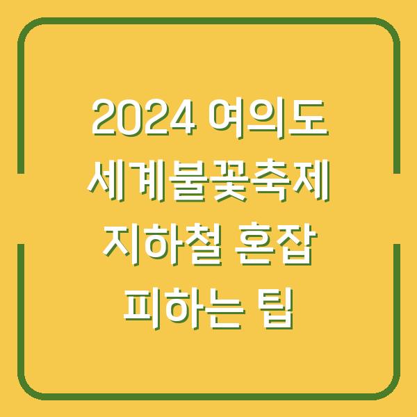 2024 여의도 세계불꽃축제 지하철 혼잡 피하는 팁