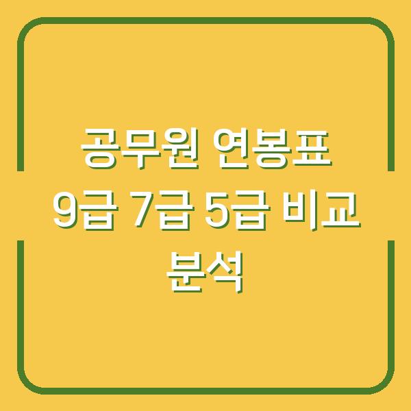 공무원 연봉표 9급 7급 5급 비교 분석