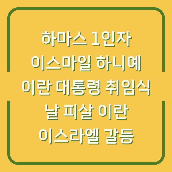 하마스 1인자 이스마일 하니예 이란 대통령 취임식 날 피살 이란 이스라엘 갈등