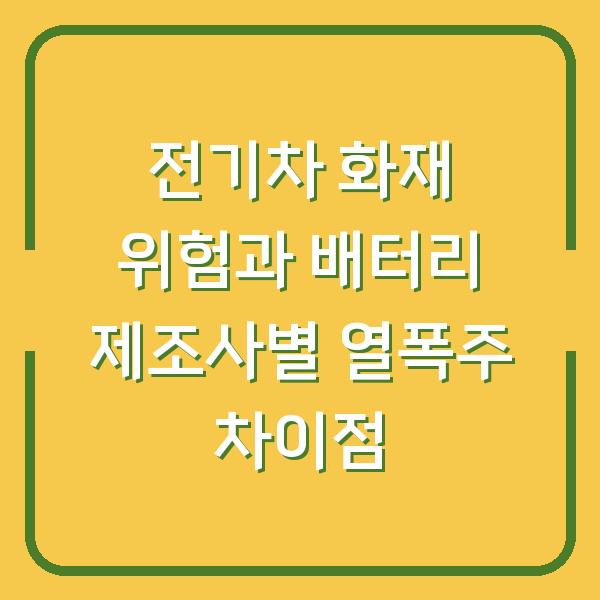 전기차 화재 위험과 배터리 제조사별 열폭주 차이점