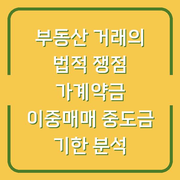 부동산 거래의 법적 쟁점 가계약금 이중매매 중도금 기한 분석