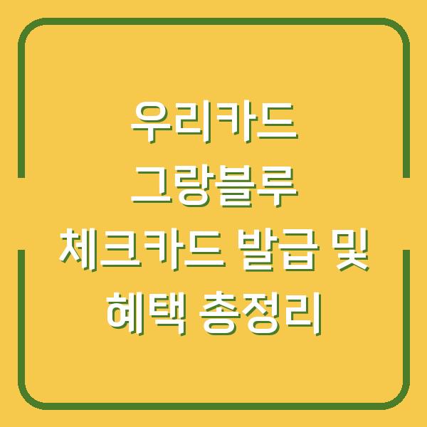 우리카드 그랑블루 체크카드 발급 및 혜택 총정리