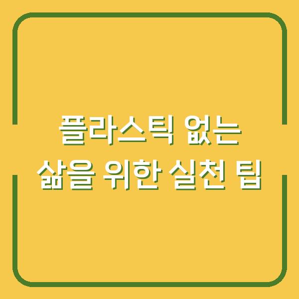 플라스틱 없는 삶을 위한 실천 팁