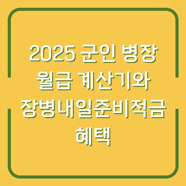 2025 군인 병장 월급 계산기와 장병내일준비적금 혜택