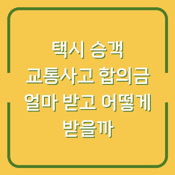 택시 승객 교통사고 합의금 얼마 받고 어떻게 받을까