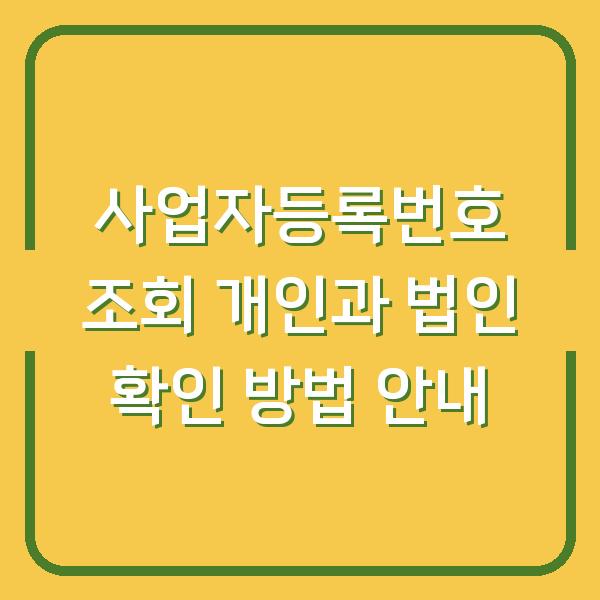 사업자등록번호 조회 개인과 법인 확인 방법 안내