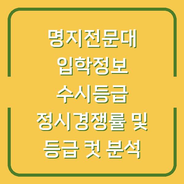 명지전문대 입학정보 수시등급 정시경쟁률 및 등급 컷 분석