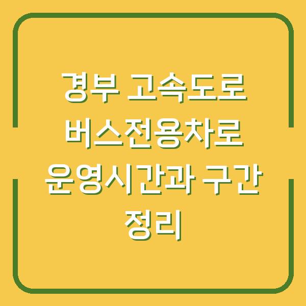 경부 고속도로 버스전용차로 운영시간과 구간 정리