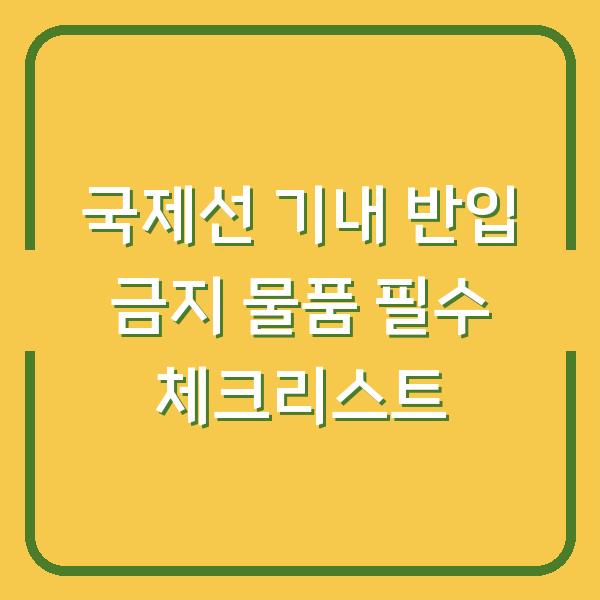 국제선 기내 반입 금지 물품 필수 체크리스트
