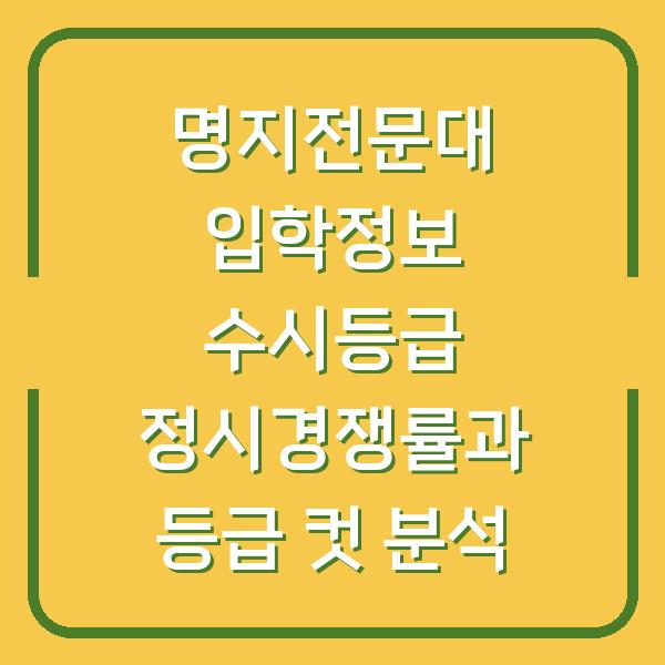 명지전문대 입학정보 수시등급 정시경쟁률과 등급 컷 분석