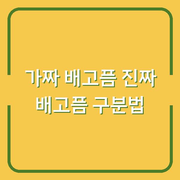 가짜 배고픔 진짜 배고픔 구분법