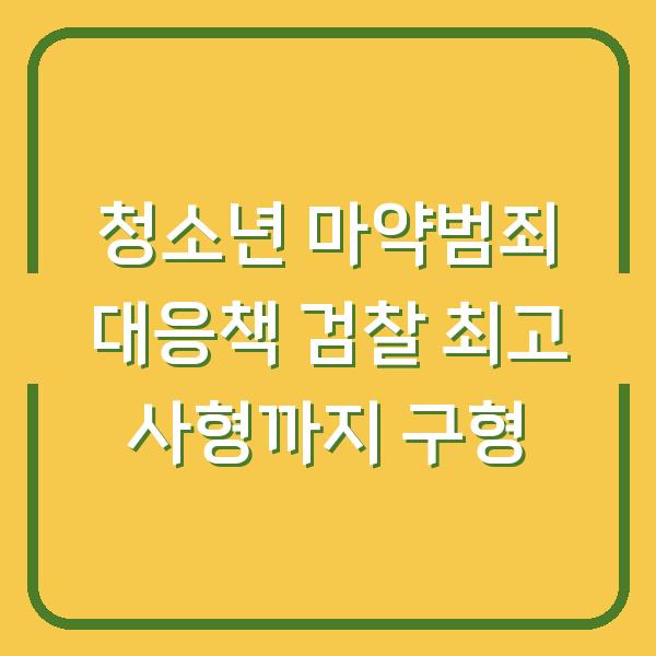 청소년 마약범죄 대응책 검찰 최고 사형까지 구형