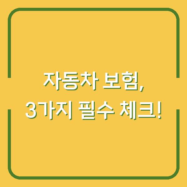 자동차 보험, 3가지 필수 체크!