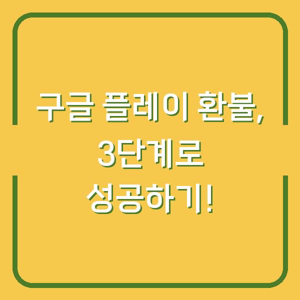 구글 플레이 환불, 3단계로 성공하기!