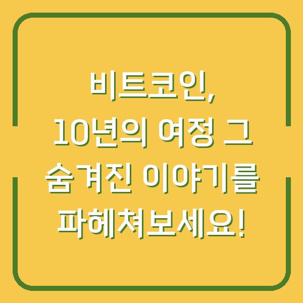비트코인, 10년의 여정 그 숨겨진 이야기를 파헤쳐보세요!
