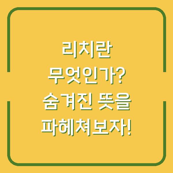 리치란 무엇인가? 숨겨진 뜻을 파헤쳐보자!