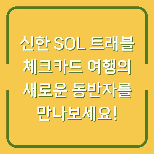 신한 SOL 트래블 체크카드 여행의 새로운 동반자를 만나보세요!