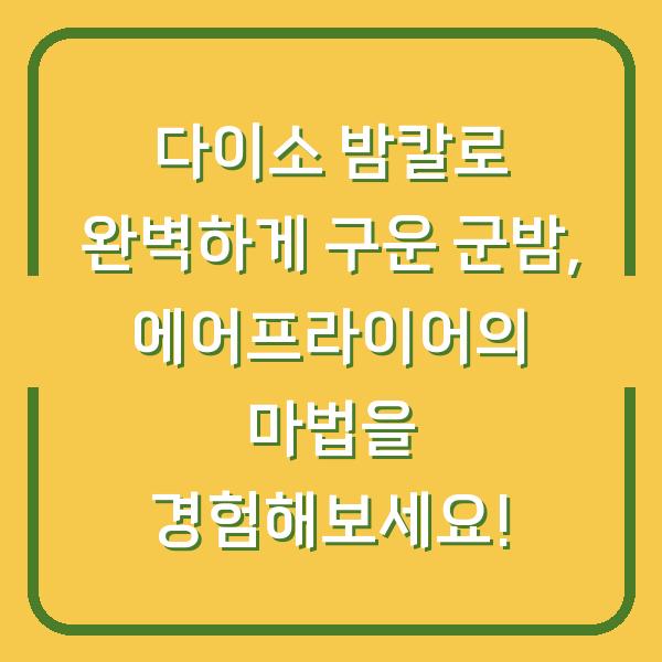 다이소 밤칼로 완벽하게 구운 군밤, 에어프라이어의 마법을 경험해보세요!