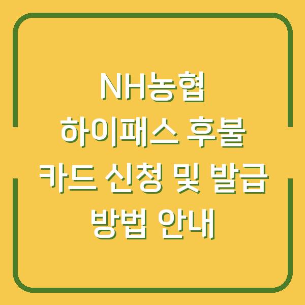 NH농협 하이패스 후불 카드 신청 및 발급 방법 안내