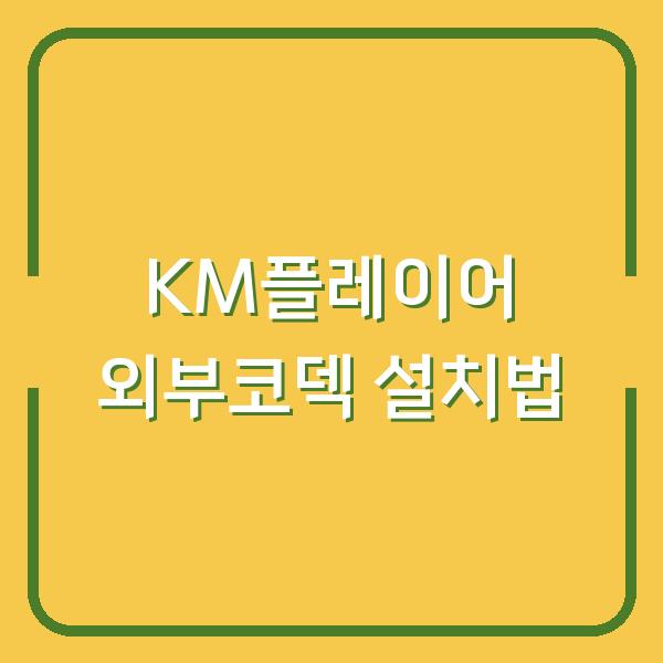 KM플레이어 외부코덱 설치법