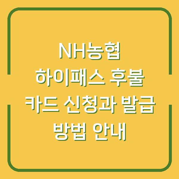 NH농협 하이패스 후불 카드 신청과 발급 방법 안내