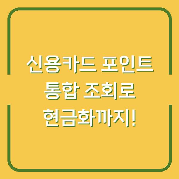 신용카드 포인트 통합 조회로 현금화까지!
