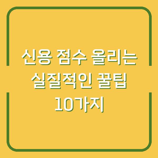 신용 점수 올리는 실질적인 꿀팁 10가지
