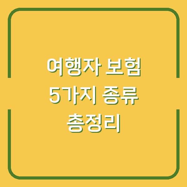 여행자 보험 5가지 종류 총정리