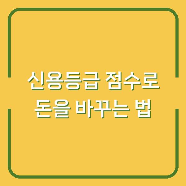 신용등급 점수로 돈을 바꾸는 법