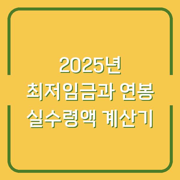 2025년 최저임금과 연봉 실수령액 계산기