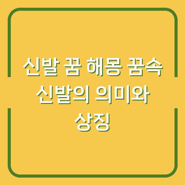 신발 꿈 해몽 꿈속 신발의 의미와 상징