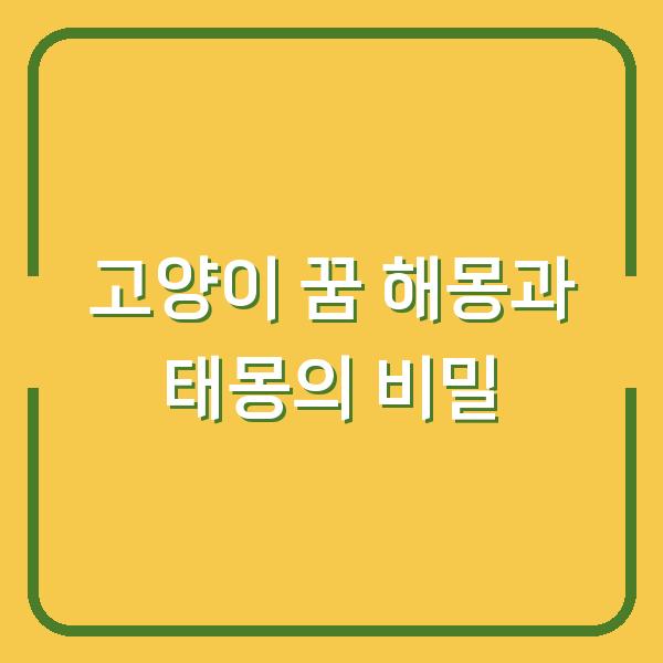 고양이 꿈 해몽과 태몽의 비밀