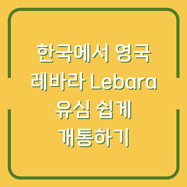 한국에서 영국 레바라 Lebara 유심 쉽게 개통하기