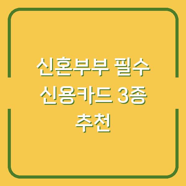 신혼부부 필수 신용카드 3종 추천
