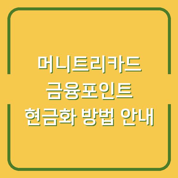 머니트리카드 금융포인트 현금화 방법 안내