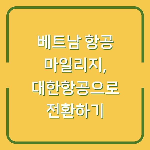 베트남 항공 마일리지, 대한항공으로 전환하기