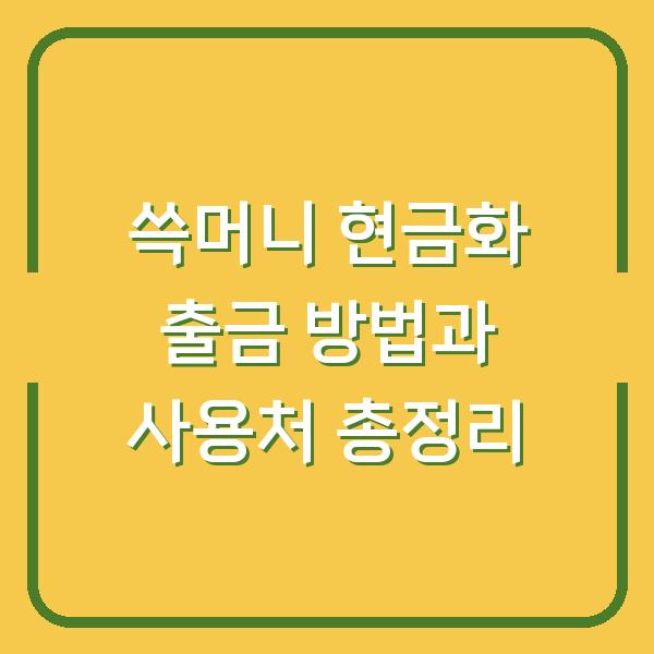 쓱머니 현금화 출금 방법과 사용처 총정리