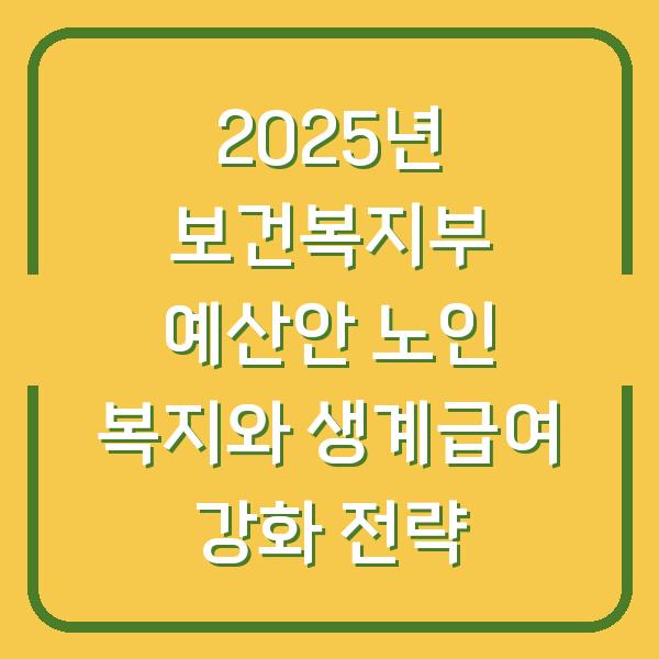 2025년 보건복지부 예산안 노인 복지와 생계급여 강화 전략