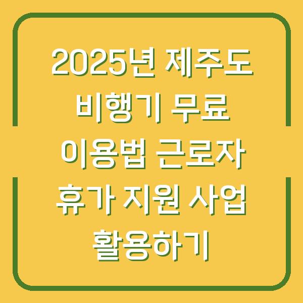 2025년 제주도 비행기 무료 이용법 근로자 휴가 지원 사업 활용하기