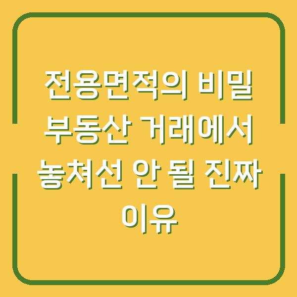 전용면적의 비밀 부동산 거래에서 놓쳐선 안 될 진짜 이유