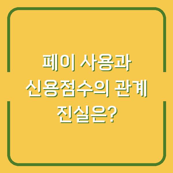 페이 사용과 신용점수의 관계 진실은?